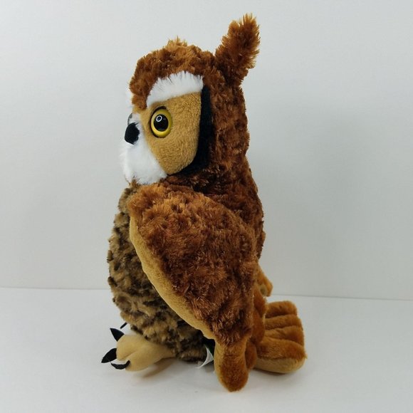 Wild Republic Great Horned Owl Plush Brown Bird Realistic 12" Stuffed Animal Toy - Picture 4 of 10